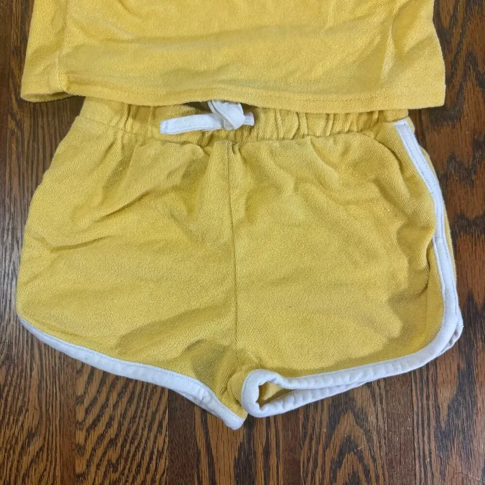 Bearpaw Toddler Girls Yellow Pineapple Terry Cloth Short Set 4T Cute Summer Set